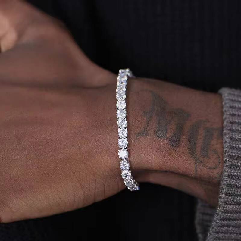 XingGuang Mossanite Tennis Link Bracelet 2mm-65mm S925 Silver Mens Womens Hip Hop Style VVS Diamond for Tennis Players