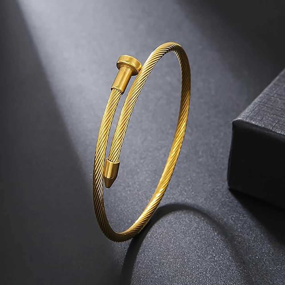 A D ALLEN DANMI 18 K Gold Plated Love Bangle Bracelet Set Flexible Wide Wristband Bangle Set for LoveT251205