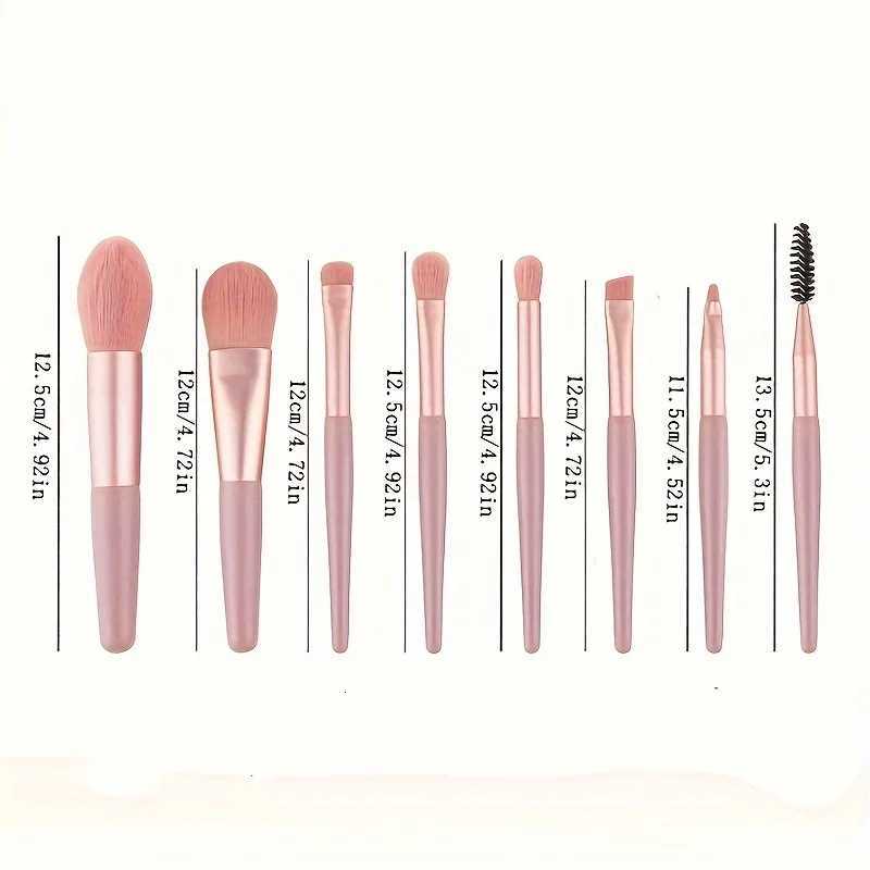 8pcs mini portable makeup brush beginner Macaron plastic handle makeup brush travel makeup brush foundation make-up brushT251205