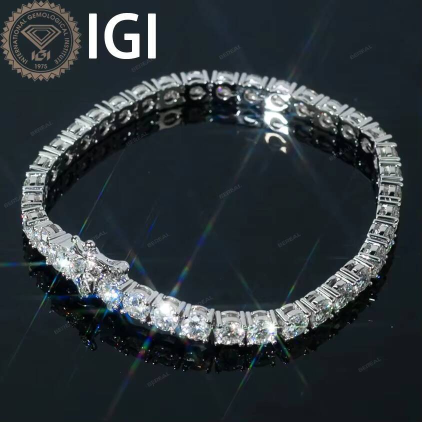 IGI Certified Lab Grown Diamond Tennis Chain Bracelet Custom Iced Out Vvs Lab Created Made Diamond Tennis Necklace Jewelry