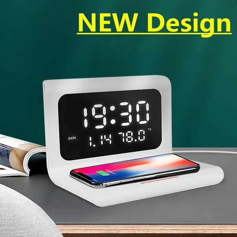 Wireless Charger Pad Stand with Alarm Clock Thermometer for Fast Charging Station M251205 - view 3