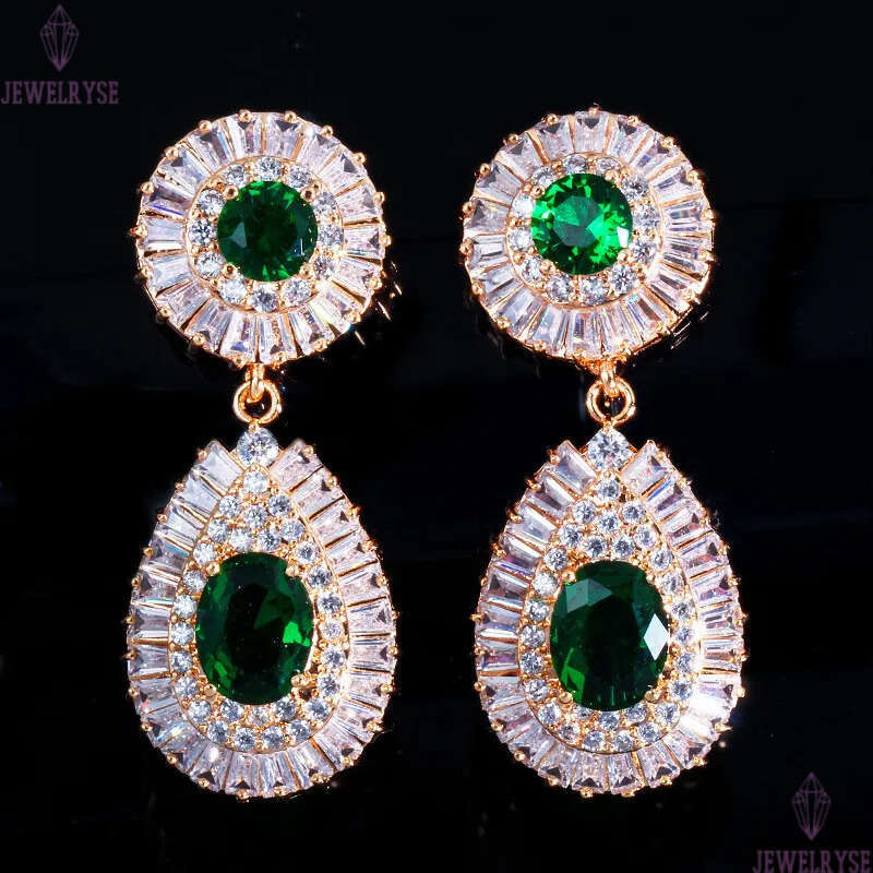 Charm Multicolor Drop Earring Designer for Woman Party Green Red AAA Cubic Zirconia South American Copper Long Womens Diamond Wed Engagement Earrings 