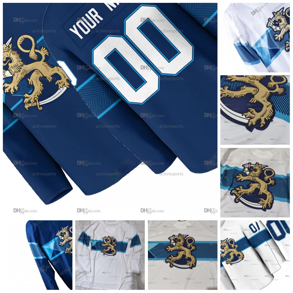 Custom 96 Rantanen Team Finland Jerseys Teravainen Barkov Aho Granlund Stitched Name Number Hockey