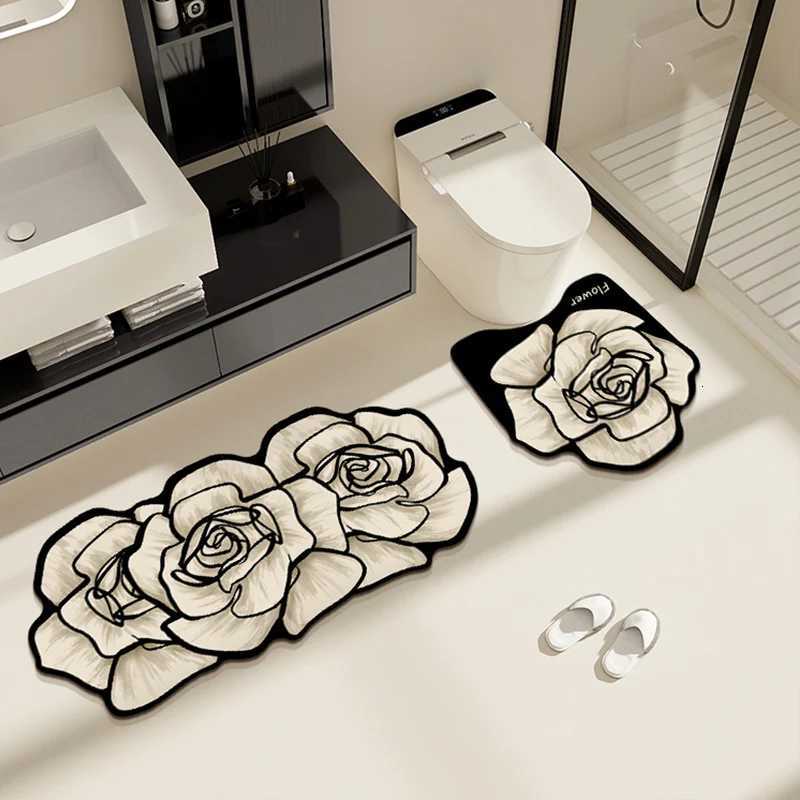 VIKAMA 1/3PCS Carpet French Premium Shaped Toilet Carpet Light Luxury Bathroom Toilet Absorbent Non-slip Cushion Home Decoration H251205