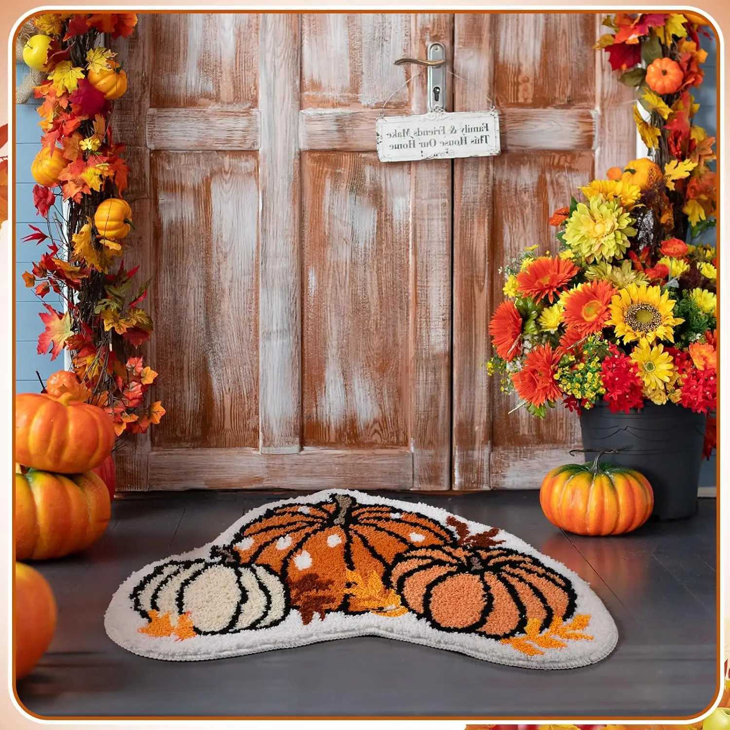 VIKAMA Fall Pumpkin Bathroom Floor Mats Washable Soft Living Room Bedroom Kitchen Rugs Thanksgiving Home Decoration H251205
