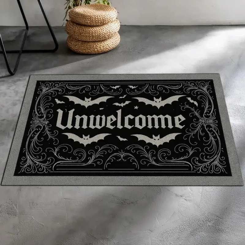 Gothic Art Horror Dragon Bat Pumpkin Unwelcome Mat Dark Scary Decorative Non-slip Carpet Rug for Halloween Home Decoration H251205