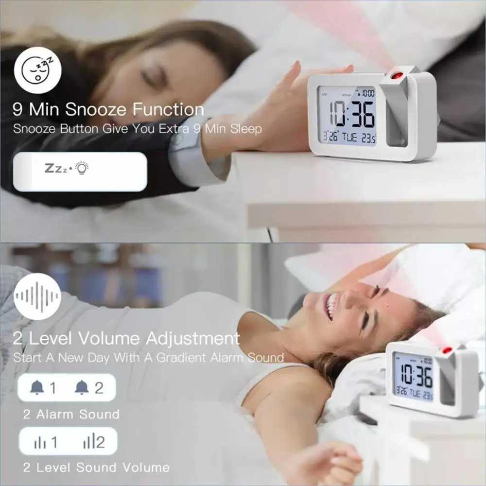 180 Projection Alarm Clock LED Digital Electronic Clock Temperature and Humidity Date Display Bedroom Office Desktop Clock M251205 - view 7