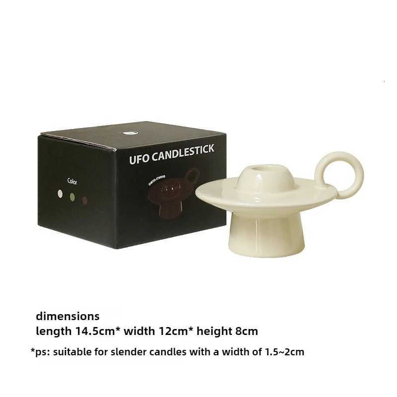 European Flying Saucer Shape Tall Candlestick Romantic Aromatherapy Decoration Retro Table Ornament Props Candlestick Base Y251205