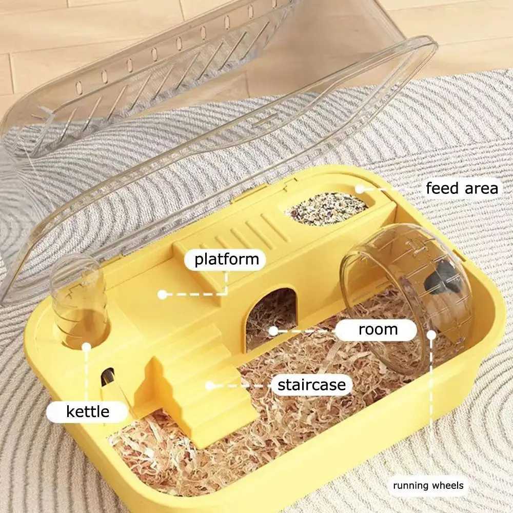 Fashion Double Layer Hamster Cage Portable Transparent Small Animal Habitat House Mice Guinea Pigs Pet House platos para hamster M251205