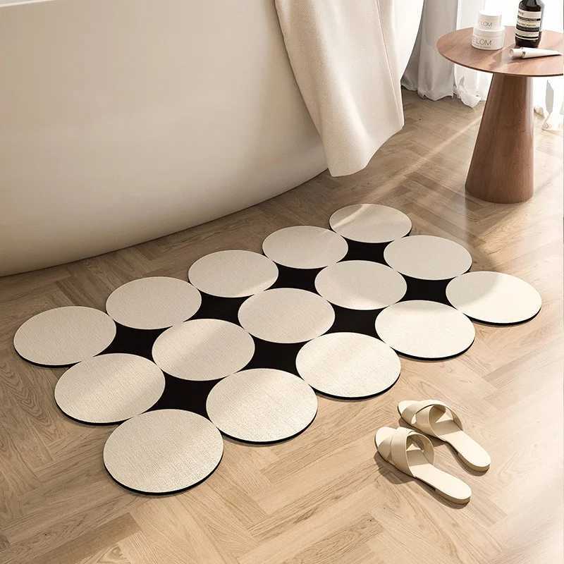 Geometric Pattern Assembly Diatomite Bath Mat Quick-drying Non-slip Absorbent Mat for Modern Bathroom Home Decor H251205