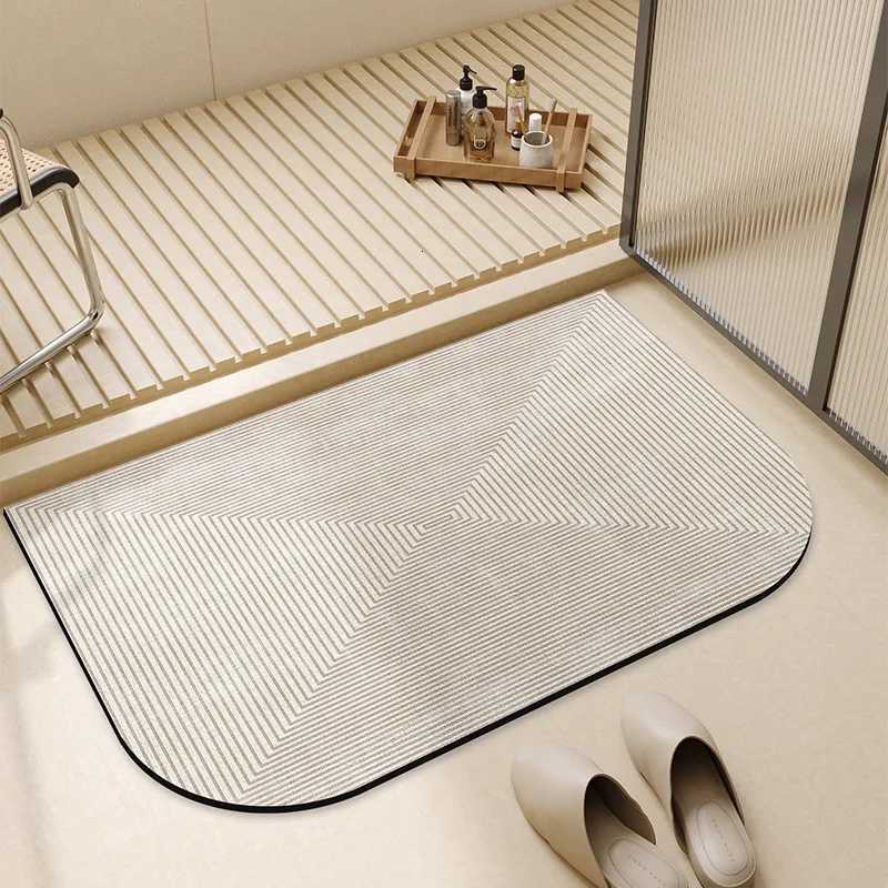 VIKAMA Simple Style Rounded Corners Bathroom MatDiatomite Household Bathroom Doorway Water-Absorbent Easy-Care Foot Mat Decor H251205