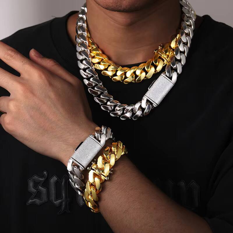 Dropshipping Hip Hop Jewelry 20mm Sterling Silver VVS Moissanite Iced Out Box Clasp Miami Cuban Link Chain Necklace for Men