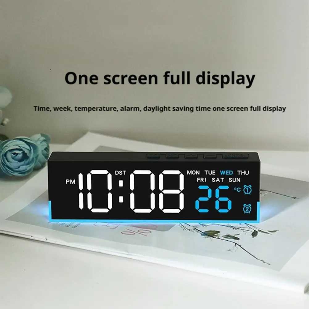 Multifunction Digital LED Alarm Clock - Atmosphere Light Temp/Date/Week Display Dual Alarm Desktop Home Decor Clock M251205 - view 6