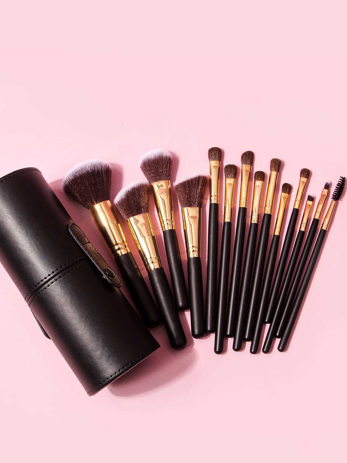 15 PCS Professional Makeup Brush Set With Makeup Brush Holder Wooden Handle Cosmetic BrushesT251205