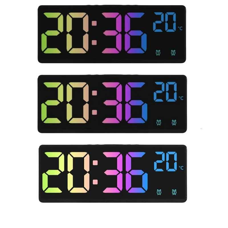 Colorful Digital Alarm Clock Voice Control Temperature Date Dual Alarm Snooze Table Clock Night Mode 12/24H LED Clock Watch M251205 - view 5