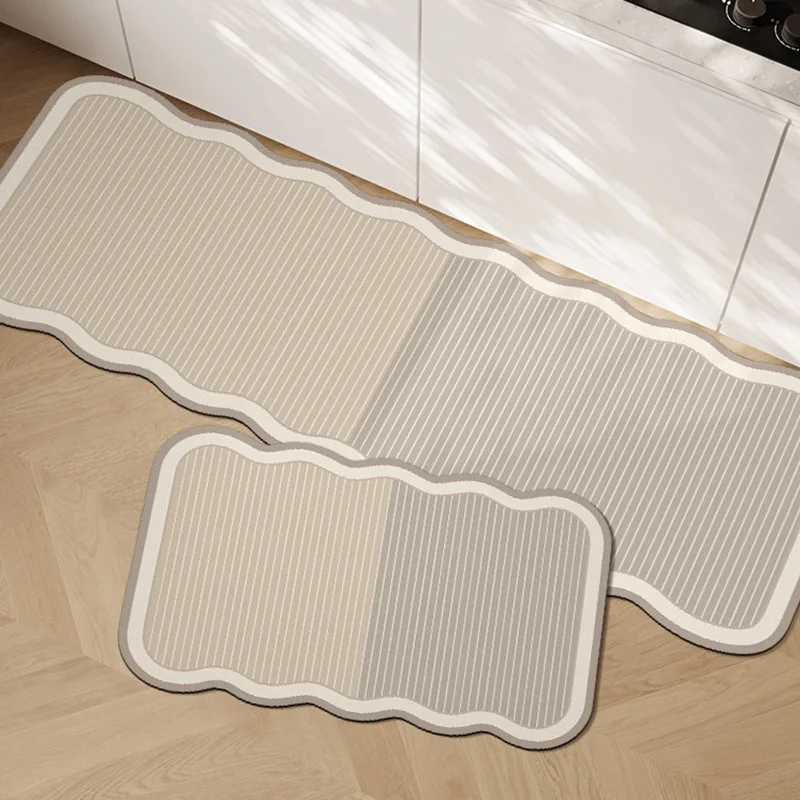 Wabi Sabi style diatomaceous earth kitchen mat household long strip absorbent and oil absorbing two-piece set floor mat H251205