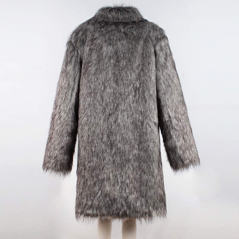 Fur coat, men's overcoat, mid-length style, long fur patchwork design