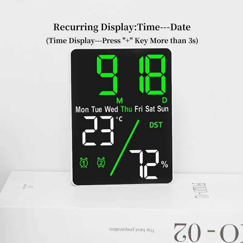 Digital Alarm Clock TEMP Humidity Week Dual Alarm Snooze DST Table Clock Auto Dimming 12/24H USB Output Charging Port LED Clock M251205 - view 6