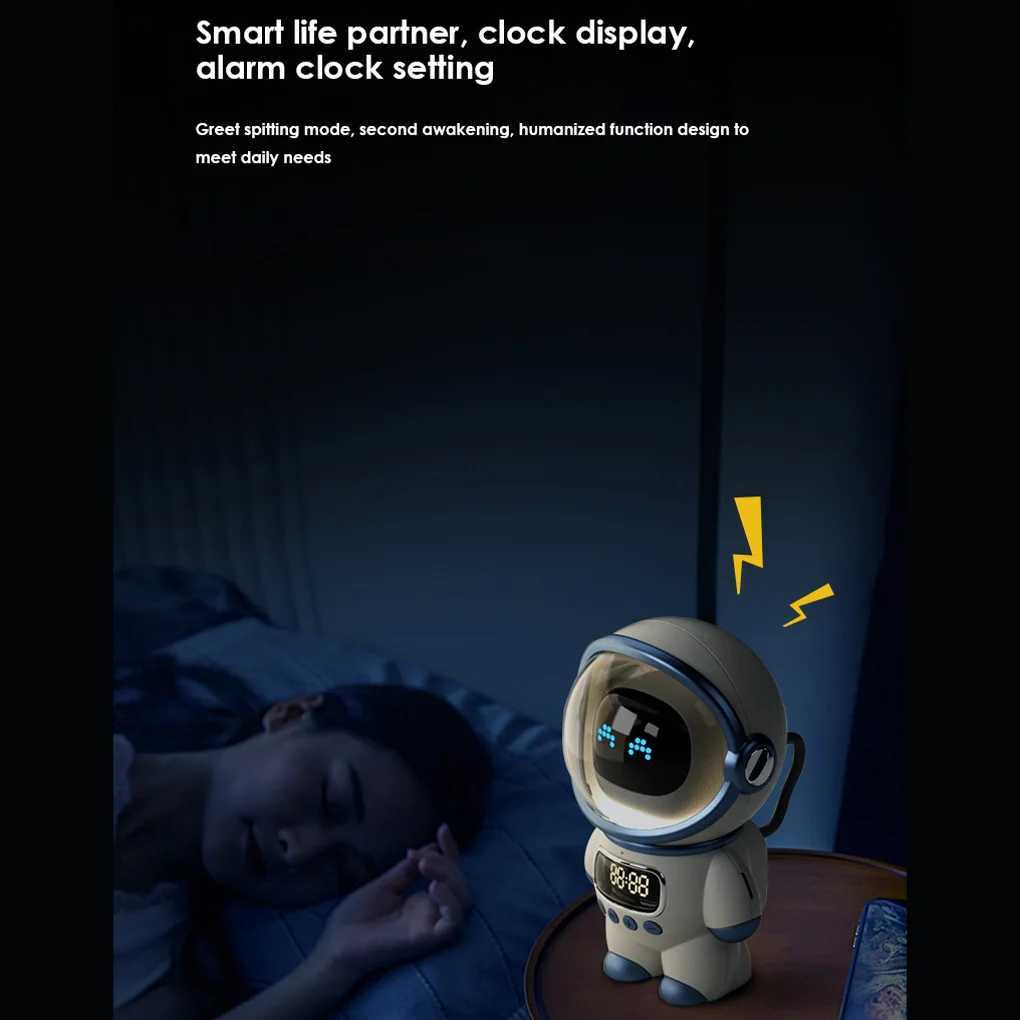 Astronaut Styling Stereo Wireless Smart Alarm Clock Speaker Audio Music Player USB Charging Night Lamp Table Clocks Decoration M251205 - view 6