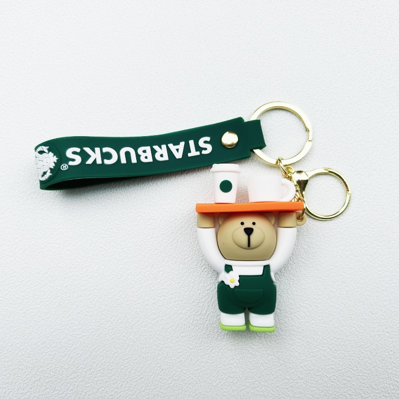 Starbucks Milk Tea Cup Keychain & Bear Plush Charm Couple & Student Backpack Accessory Small Gift Free Shipping