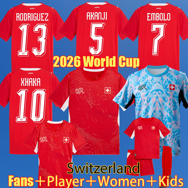 2026 Switzerland Soccer Jerseys WIDMER ELVEDI AKANJI AEBISCHER SOW 25 26 player Fans Authentic Football shirts SWISS home away VARGAS Uniforms MEN Kids kit