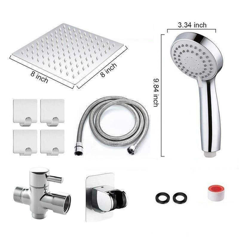 Bathroom shower kit - 8-inch stainless steel shower head with 3 functions - handheld shower head with dual shower heads S25125