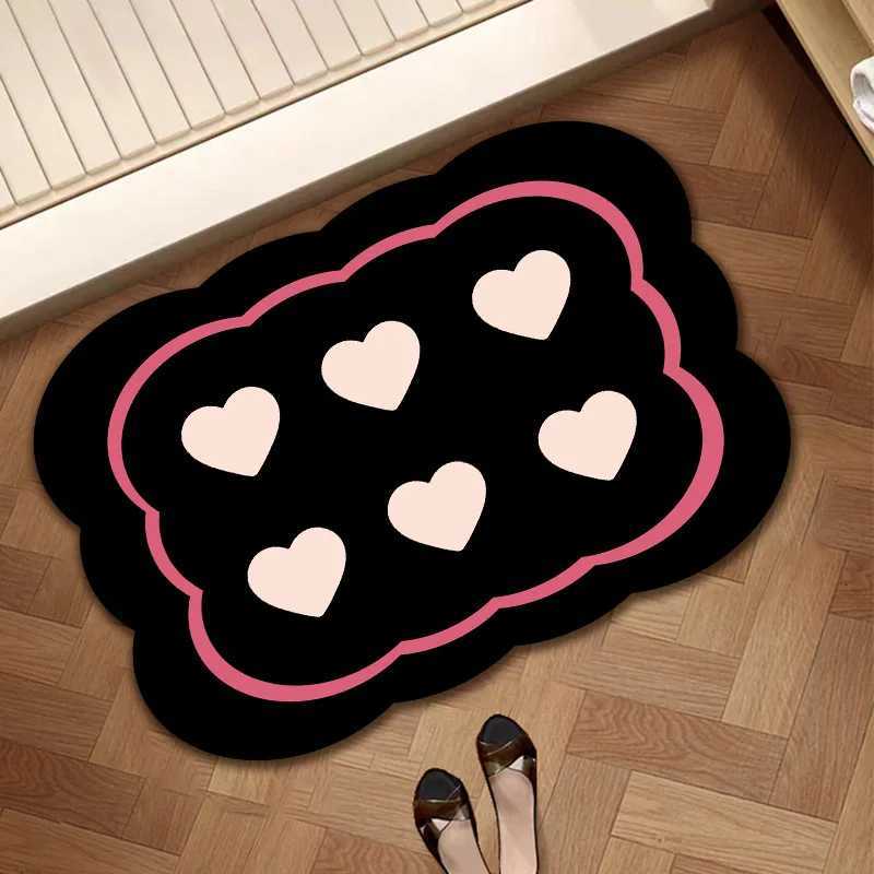Pink And Black Diatom Mud Bathroom Floor Mat Toilet Carpet Entry Door Mat Toilet Door Absorbent Non-Slip Foot Mat H251205
