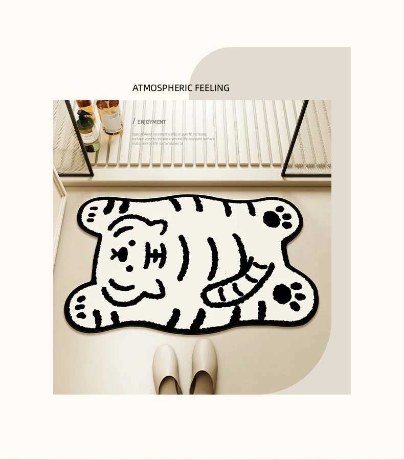 Diatom mud animal bathroom floor mat quick drying leave-in carpet shower room door absorbent door mat H251205