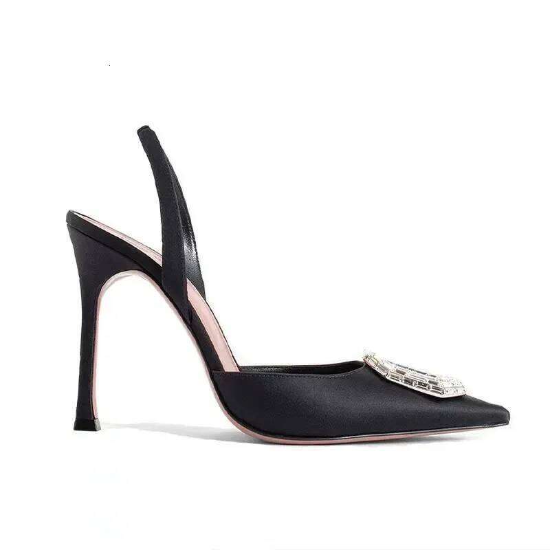 Sexy Luxury Designer High Heels Silk Rhinestone New Sandals Women Pointy Fine Heel Fashion Glitter Wedding Party Dress Shoes - view 7