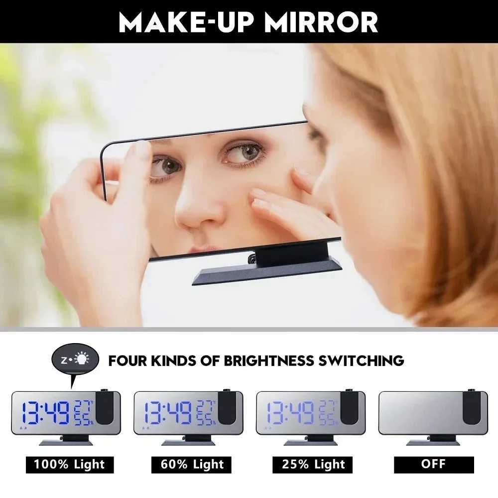 LED Digital Projection Alarm Clocks USB Electronic Ceiling Projector Alarm Clock with FM Radio for Bedroom Bedside Desktop Clock M251205 - view 6