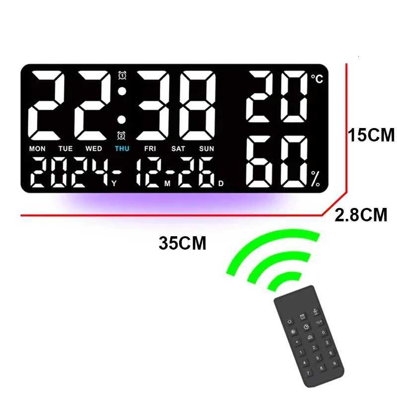 Digital Wall Clock with Atmosphere Lights Remote Control TEMP Humidity Display LED Large Table Clock Multifunctional Alarm Clock M251205 - view 7