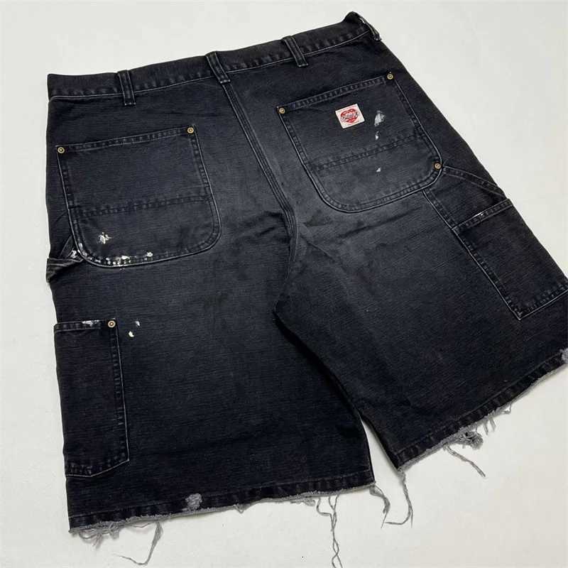 Wash Damaged SAINT Mxxxxxx Zipper Denim Shorts Men Women 11 Best Quality Oversized Retro Black Jeans X251205