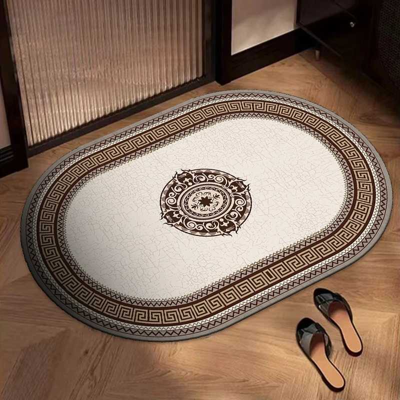 Retro French bathroom bathroom door diatom mud water absorption non-slip door mat foot pad toilet quick-drying carpet H251205