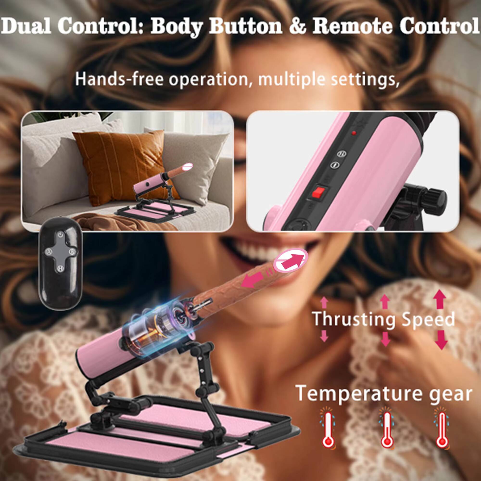 Upgraded Portable Automatic Dildo Machine Multi-Angle Multi-Speed Adjustable Thrusting Sex Machine with Heating Dildo for Women