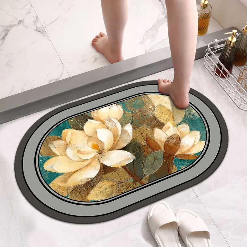 Diatom mud bathroom non-slip foot mat toilet absorbent door mat toilet dirt-resistant carpet toilet door mat H251205