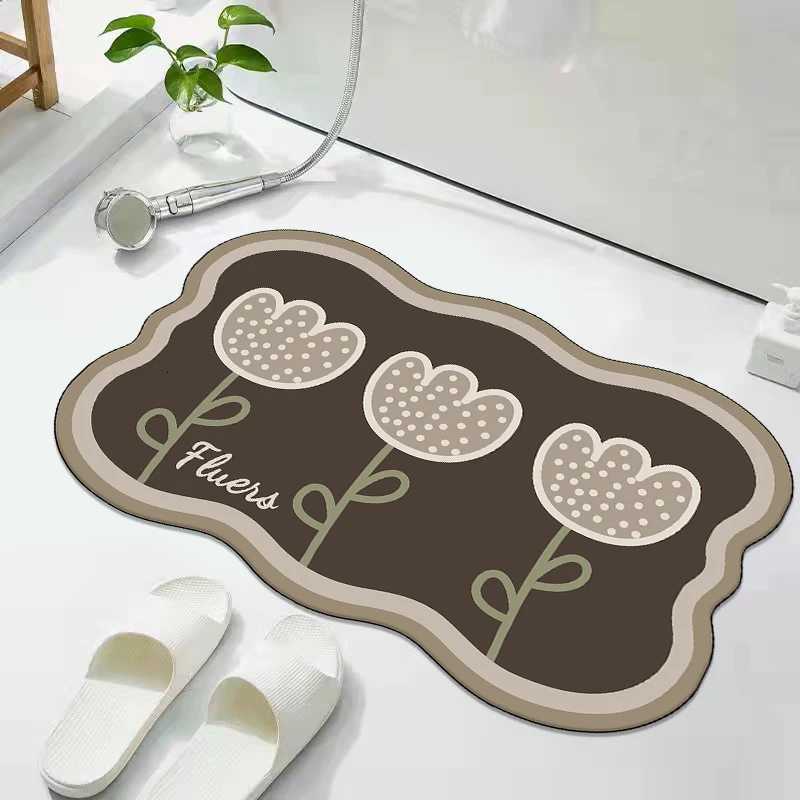 Toilet floor mat toilet door floor mat diatom mud bathroom non-slip mat quick-drying and dirt-resistant absorbent mat H251205