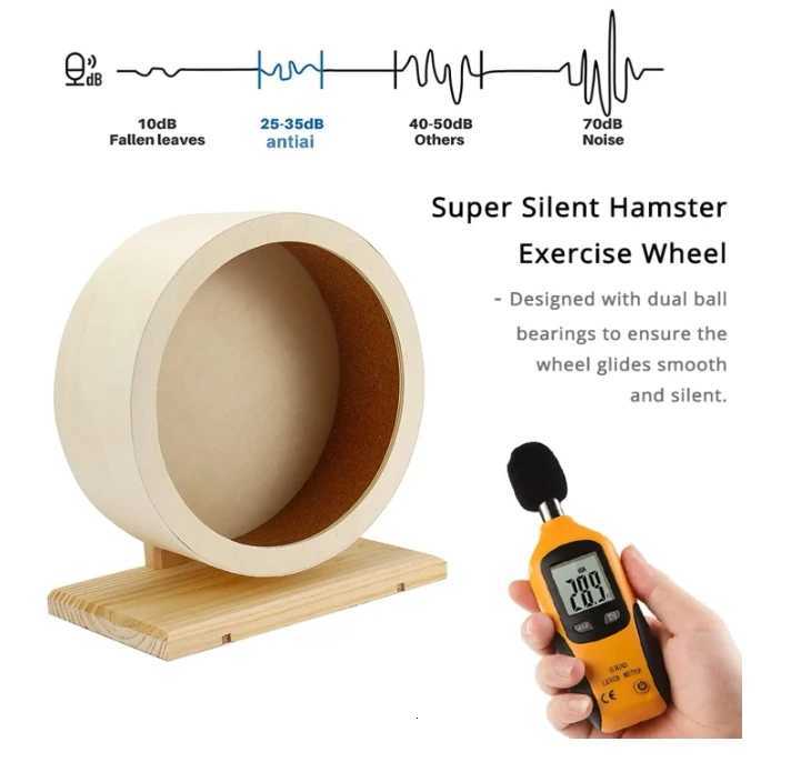 Wooden Hamster Silent Exercise Wheel Durable Natural Eco-Friendly Small Animal Cage Accessories Pet Habitat Toys For Hamsters M251205