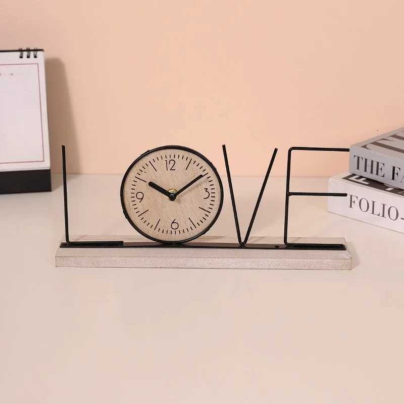 Iron Simple Letter Clock Ornaments Home Entrance Living Room TV Cabinet Desktop Decoration M251205