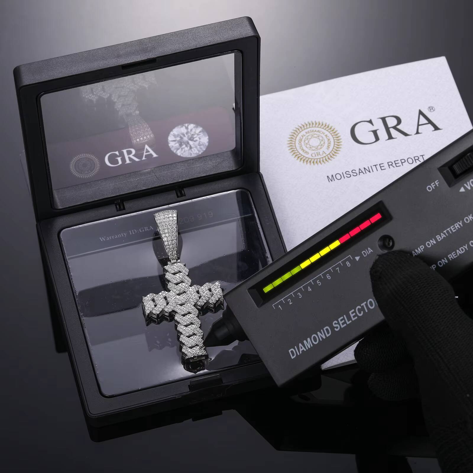 Bling Hiphop Jewelry Gift Gold Plated 925 Sterling Silver VVS Moissanite Iced Out Cuban Cross Pendant Necklace for Men Women