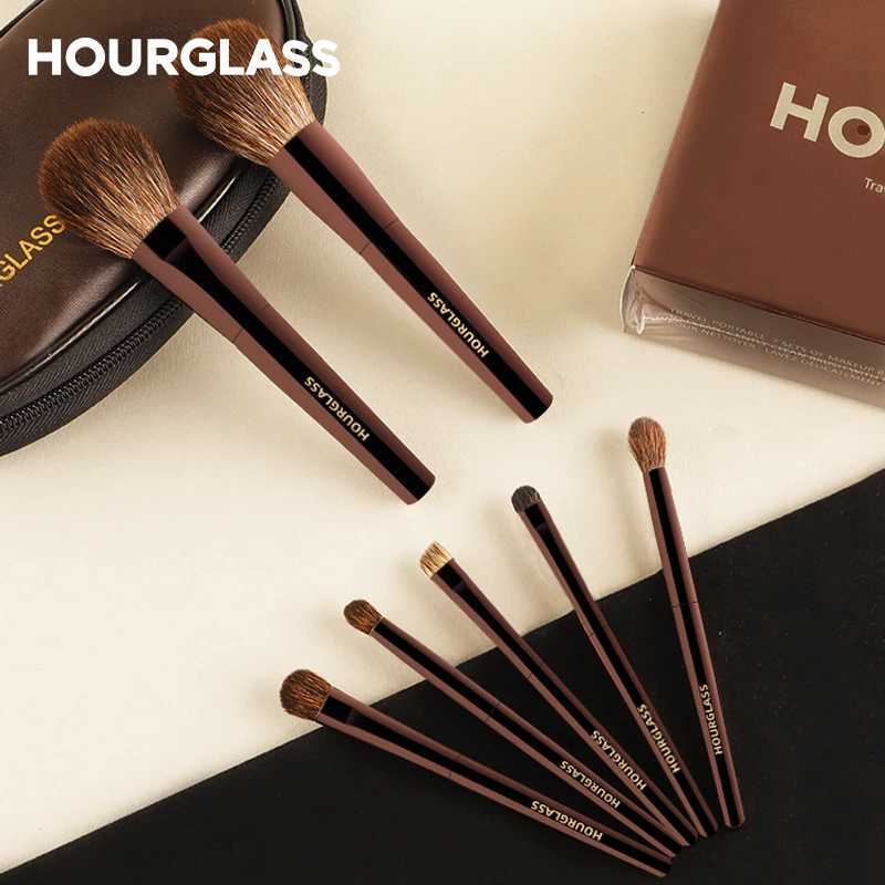 Hourglass Makeup Brush Set Mini Portable 7 Pcs High Quality Soft Animal Hair Brush Include EyeshadowBlushPowder BrushT251205