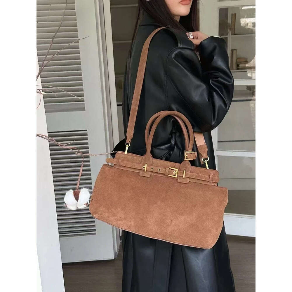 Luxury Bag Designer Shoulder Bags Totes Hobo Winter Matte Coffee Camel Grey Large Tote Russian Style Real Suede Cow Leather Women Handbag Nubuck Commu