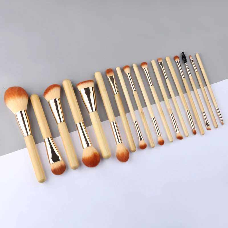 18 PCS Makeup Brushes Sets Bamboo Cosmetic Eyeshadow Foundation Powder Blush Eye Make Up Brush Blending Beauty Tools KitsT251205
