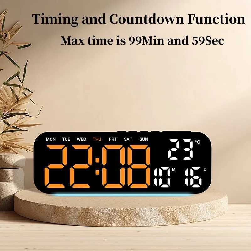 USB Powered Digital Alarm Clock with RGB Mood Light TEMP Date 2 Alarms Snooze Table Clock 12/24H Auto Dimmable Timer LED Clock M251205 - view 7