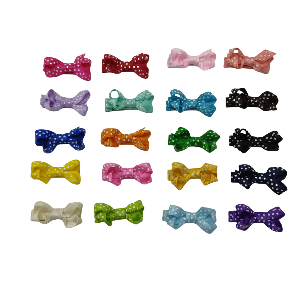 100PCS Wave Point Dot Hair Bow Side Clip Baby Girl Mini 2 Inch Hairbows Hairpins Grosgrain Ribbon Boutique Bowknot Alligator Hairgrip Headwear Wash Fa