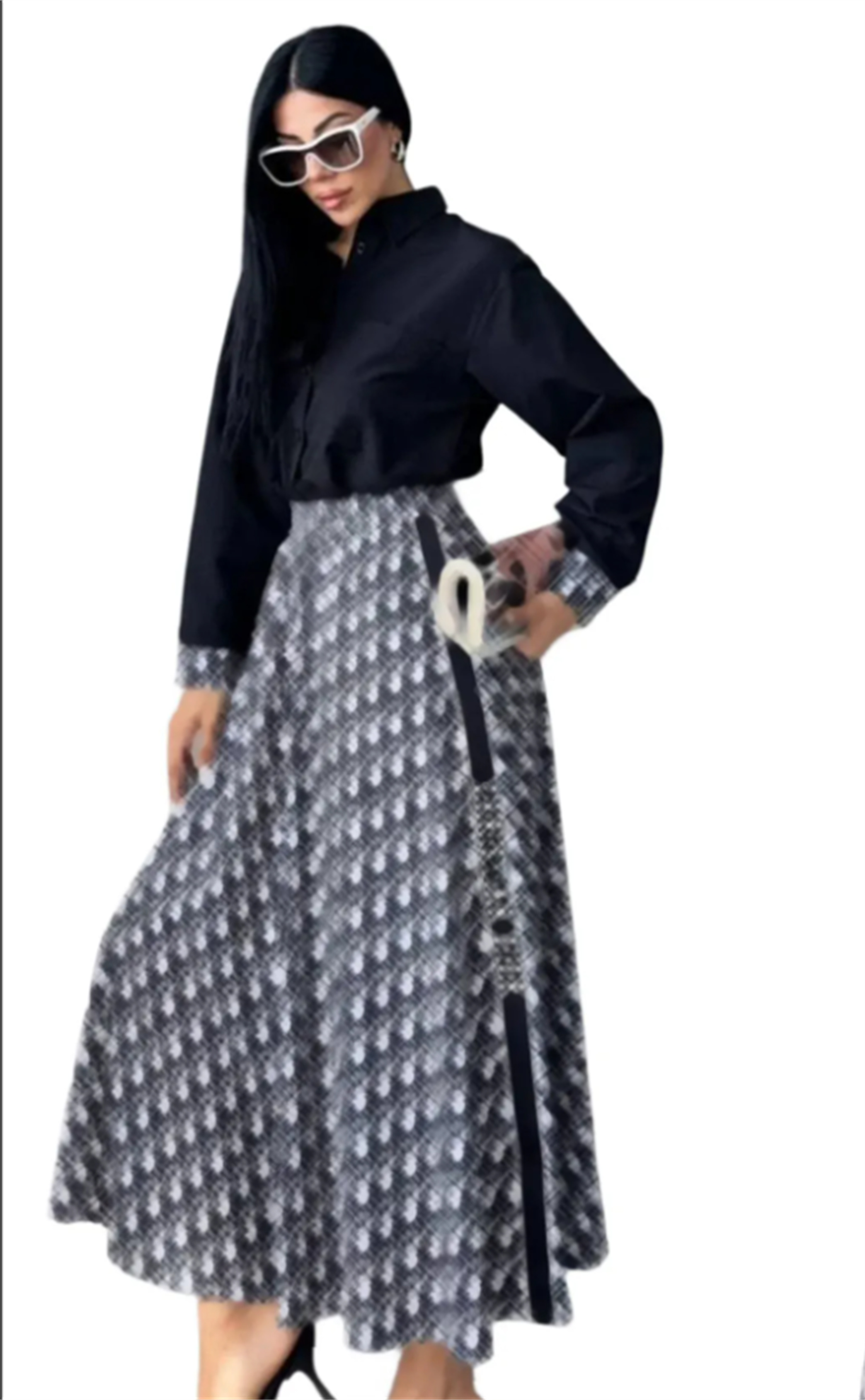 Brand Shirt Print Ruffles A Line Dress Women Bohemian Long Dresses A-line Dresses Vestidos Two Piece Skirts Blouses Clubwear Skirts Tops Holiday Evening Clothing