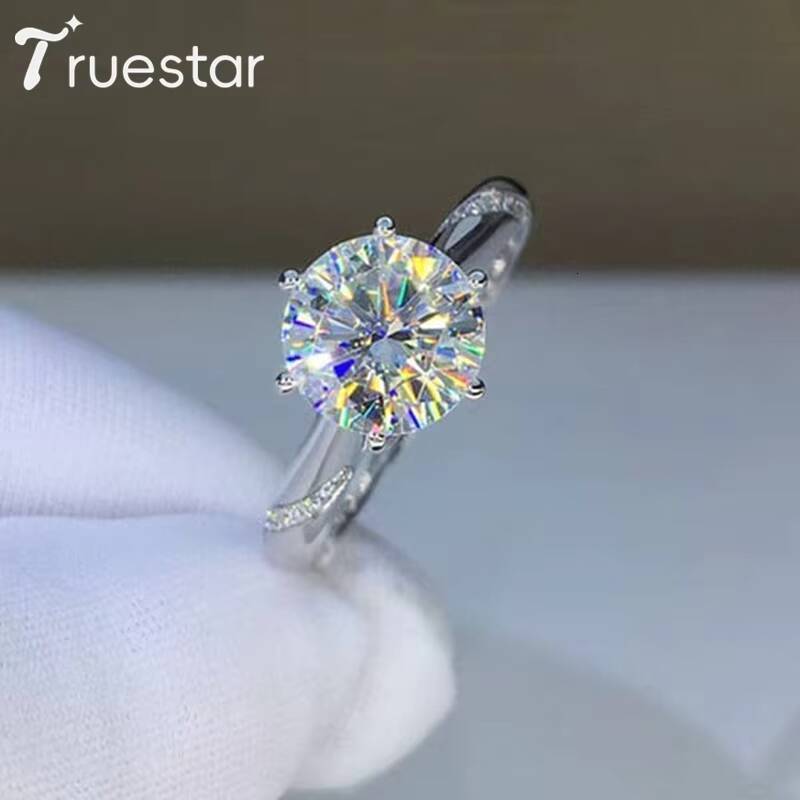 Fine Jewelry S925 Sterling Silver Eternal Commitment 2Carat Classic Six-claw D Moissanite Ring for Women Engagement Party