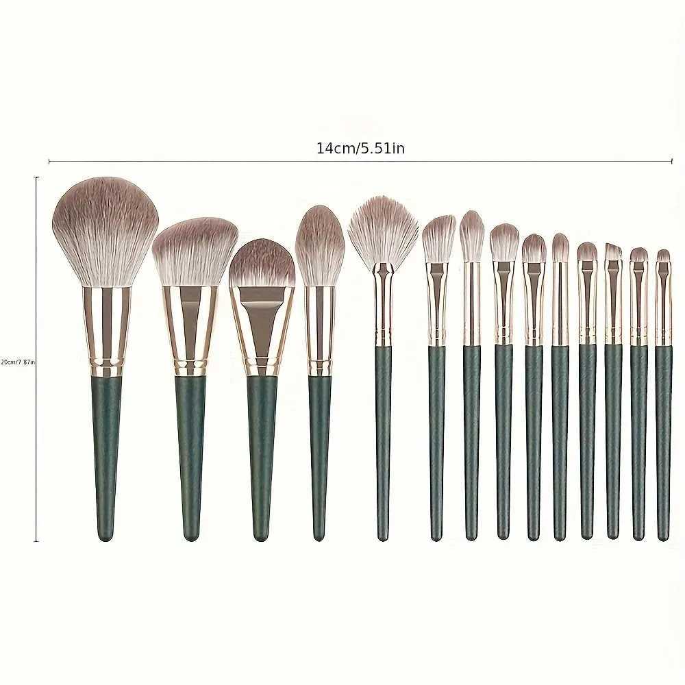 14-Piece Luxury Makeup Brush Set - Professional Full Face And Eye Detail Brushes Super Soft For Applying Foundation Blush EtcT251205