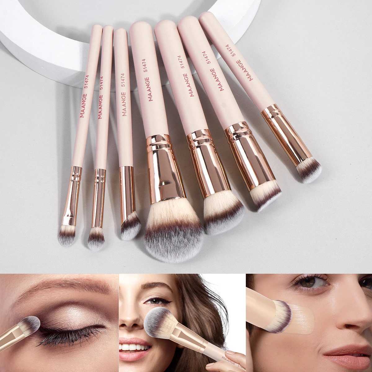 MAANGE Professional Makeup Brush Set 7pcs for Cosmetic Foundation Powder Concealer Blush Brush Blending Soft Bristles BeautyT251205