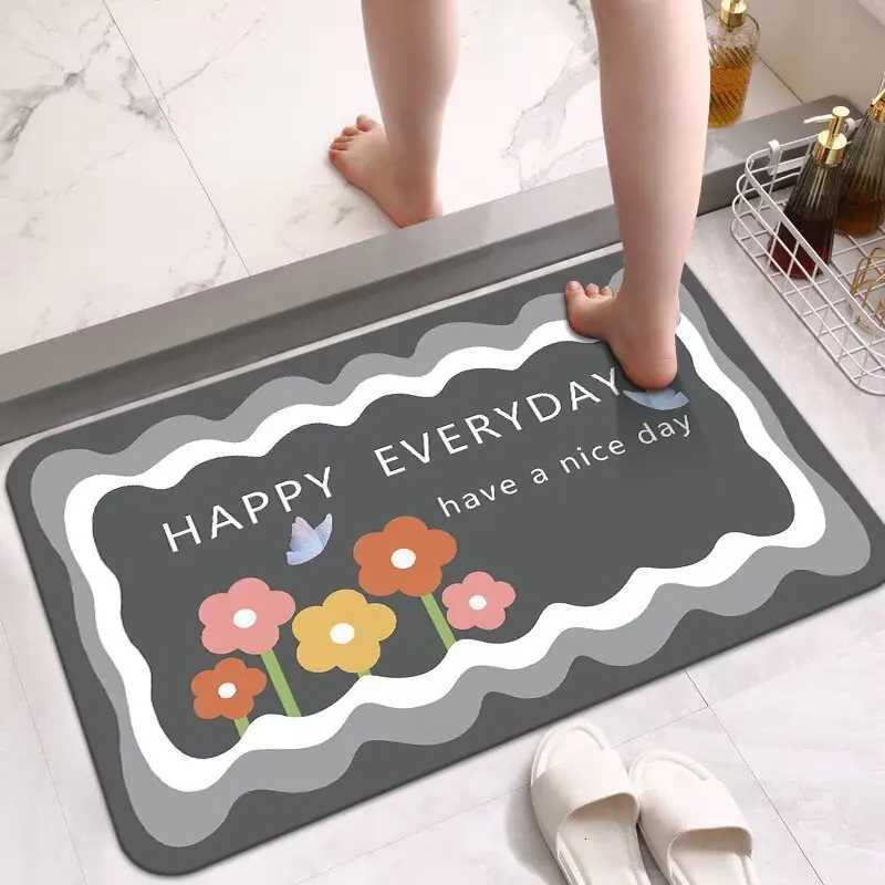 Soft diatom mud bathroom absorbent non-slip floor mat defective door mat carpet household simple bathroom carpet H251205