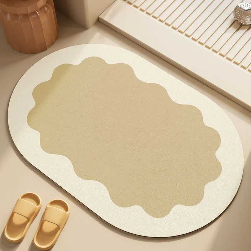 Dopamine cream wind diatom mud bathroom absorbent floor mat toilet door non-slip stepping foot pad quick drying pad H251205